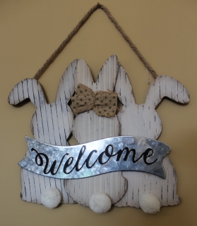 Easter "Welcome" sign with bunnies
