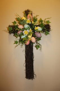 Easter Cross wall hanging complete with colorful Easter eggs